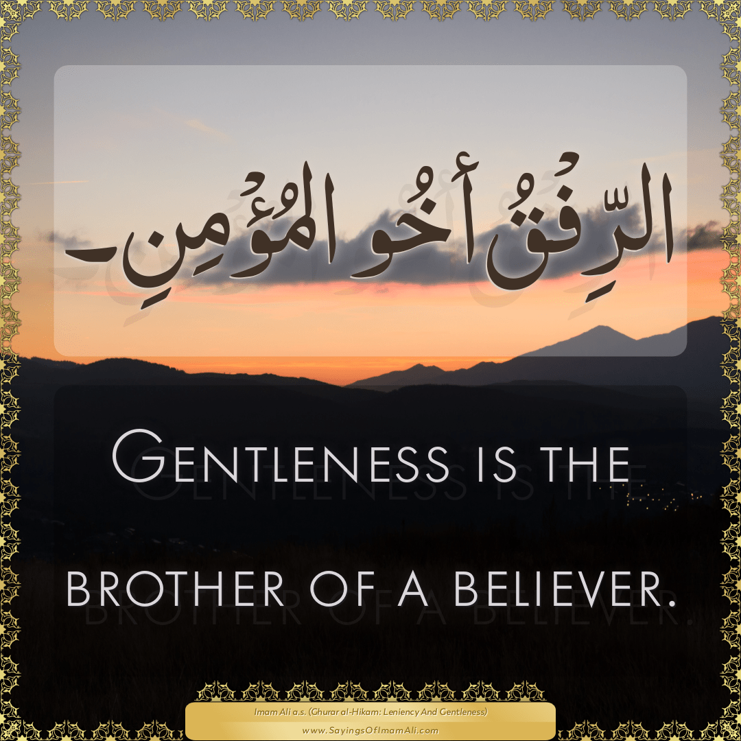 Gentleness is the brother of a believer.